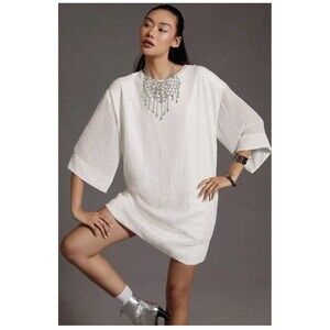 New Anthropologie Let Me Be Sequin Handbeaded Dress Wedding Formal Sz S Romantic